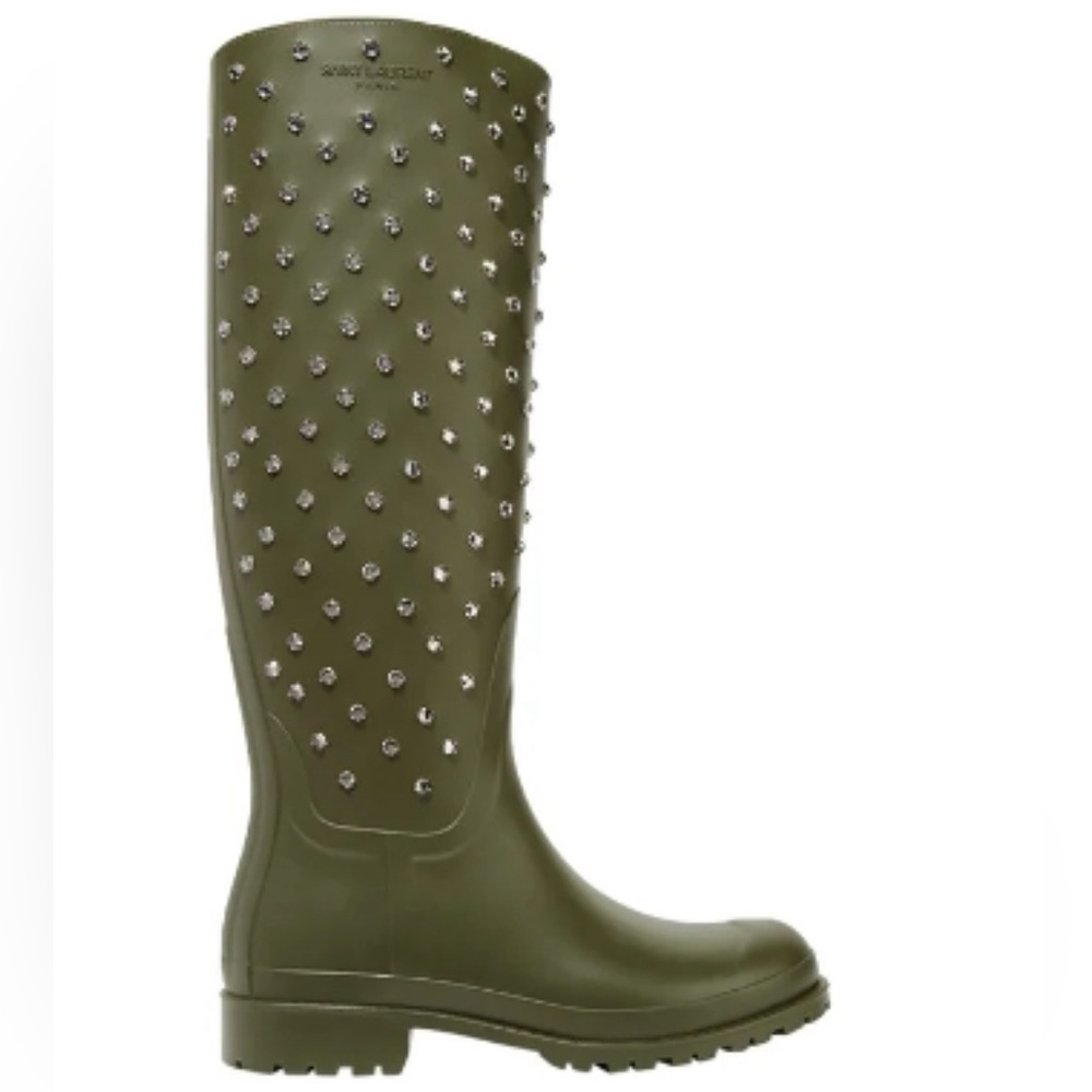 Saint Laurent rubber rhinestone rain boots